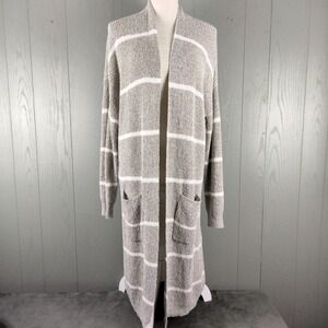 Thread & Supply Grey Open Front Pockets Cardigan Sweater Womens Gray Duster Maxi